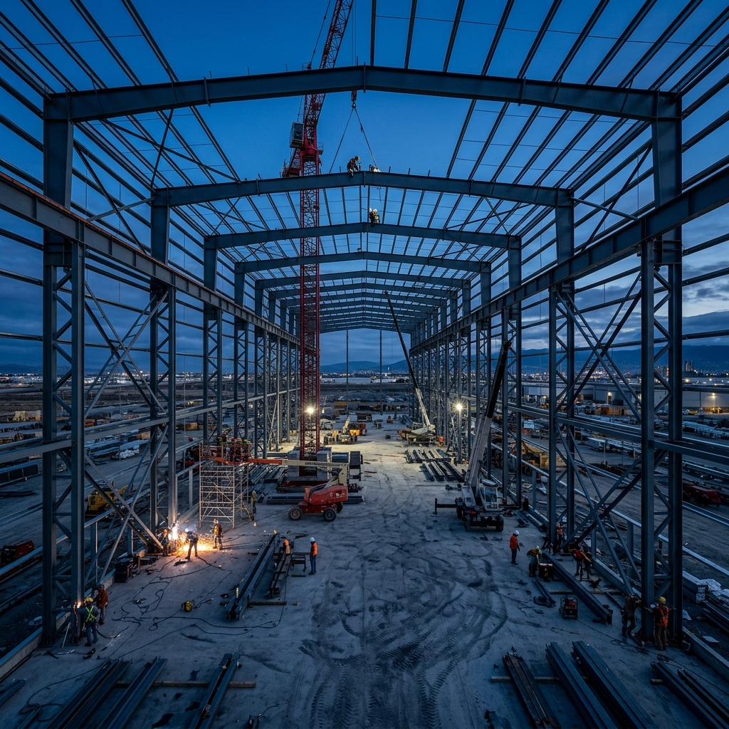 Hyper-realistic 4K architectural rendering of Experia Prefaxo PEB facility